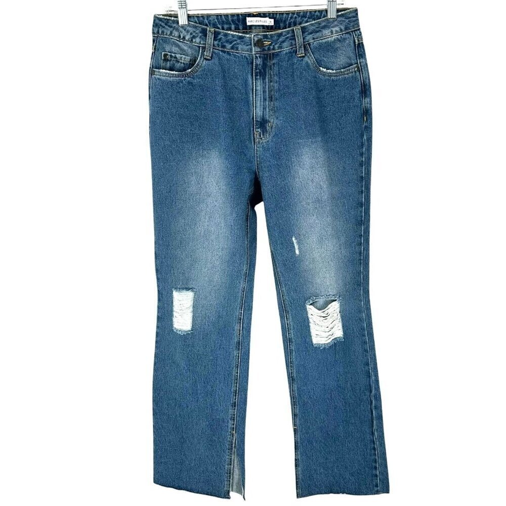 Avec Les Filles Split Leg Distressed Jeans Size 30